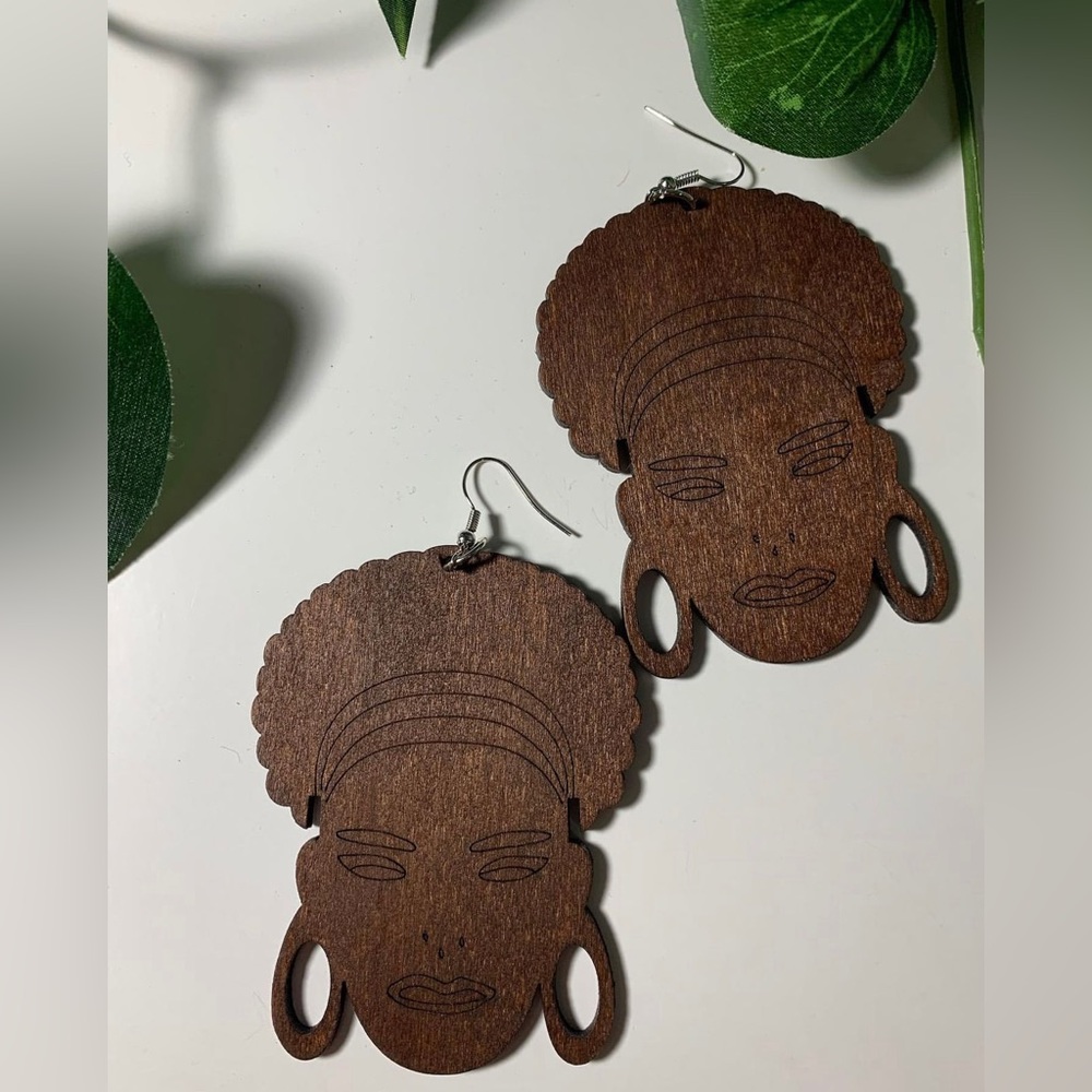 Large Afro style brown earrings